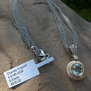 Charles Krypell 14K & Silver Prasiolite (Amethsyt) Diamond Necklace